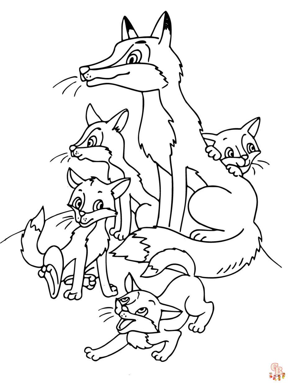 Entertaining fox coloring pages for kids