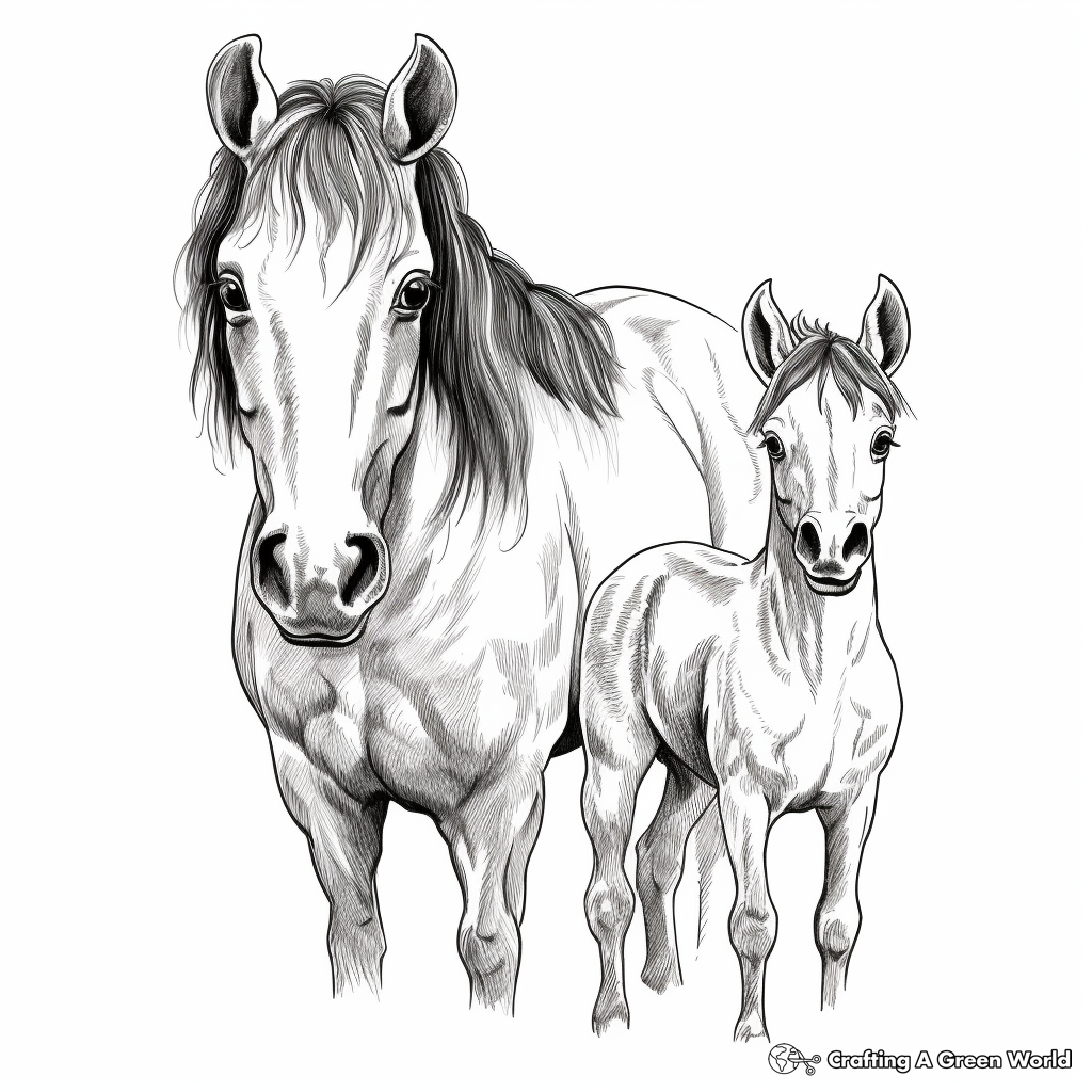 Horse realistic coloring pages