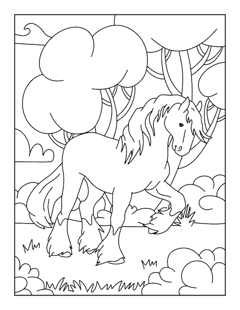 Premium vector printable horse coloring pages for kids