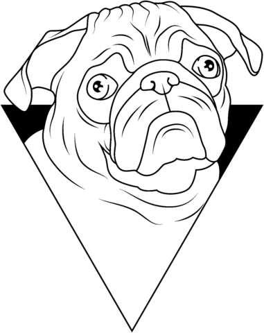 Pug dog portrait coloring page free printable coloring pages