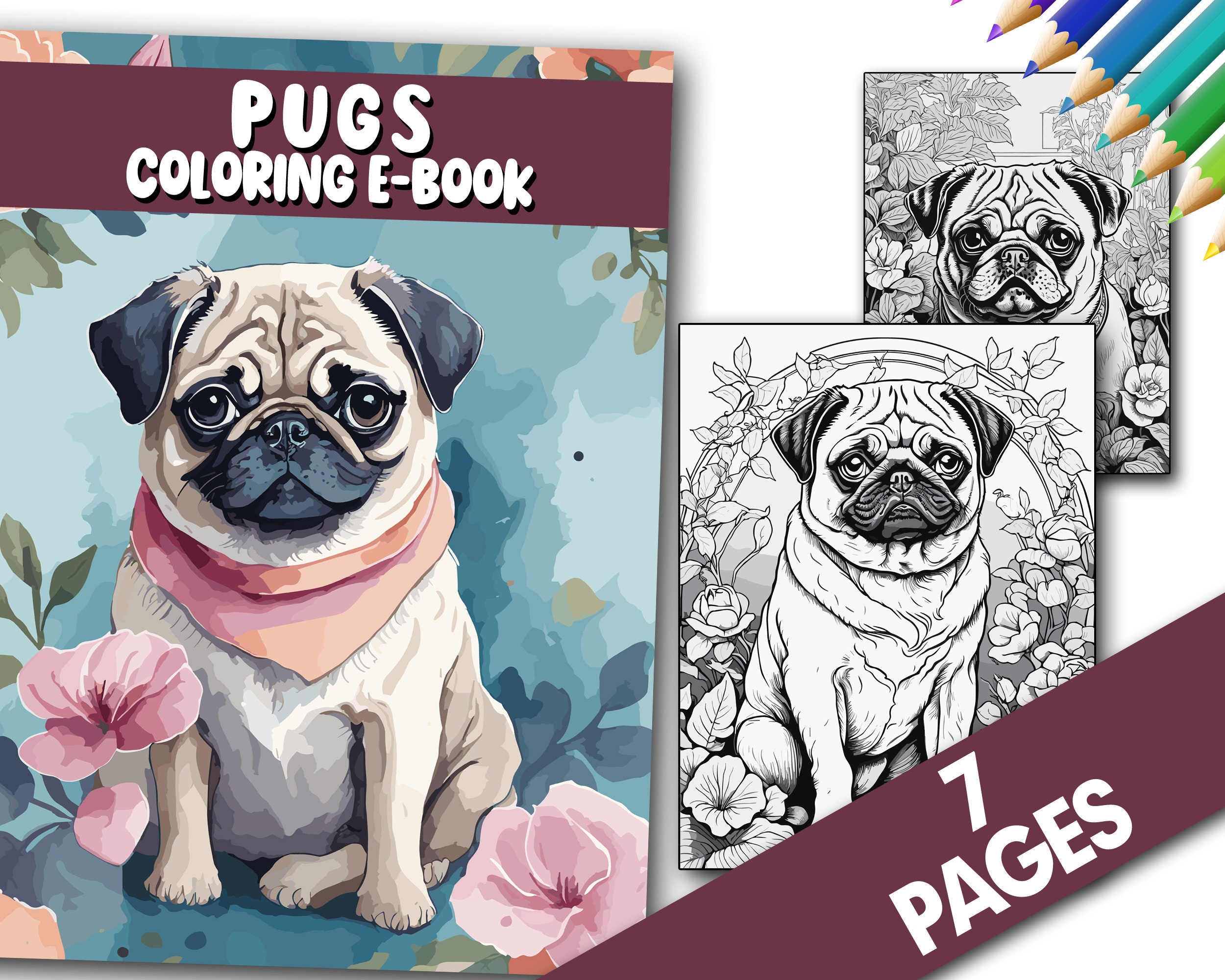 Pug coloring page