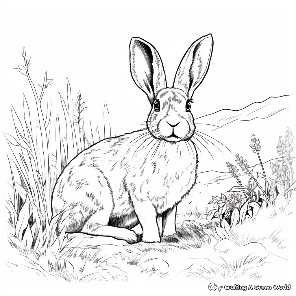 Realistic rabbit coloring pages