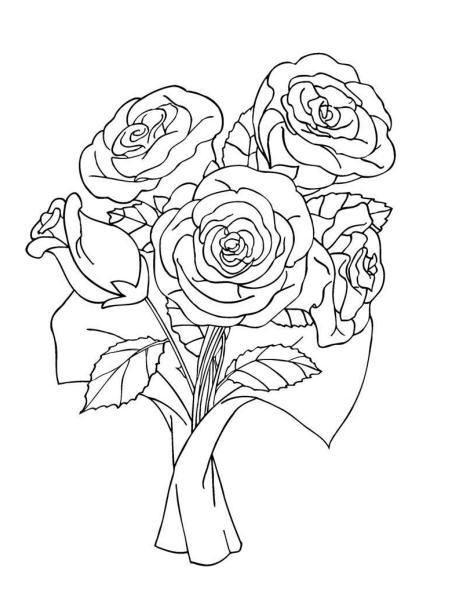 Bouquet of roses coloring pages