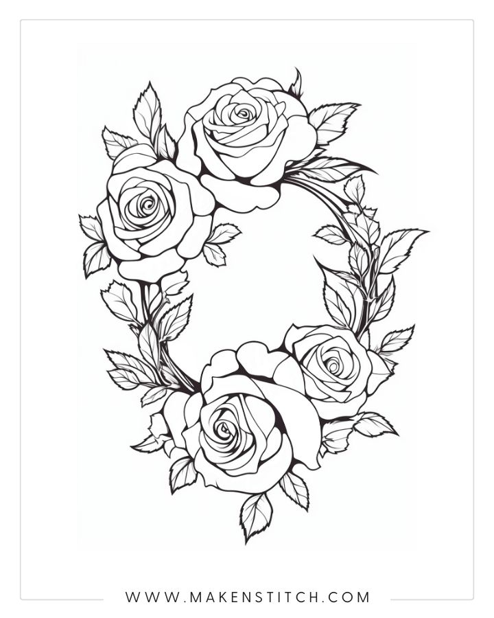 Roses coloring pages for kids and adults