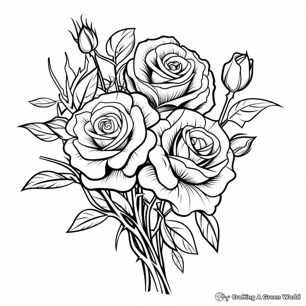 Realistic rose coloring pages