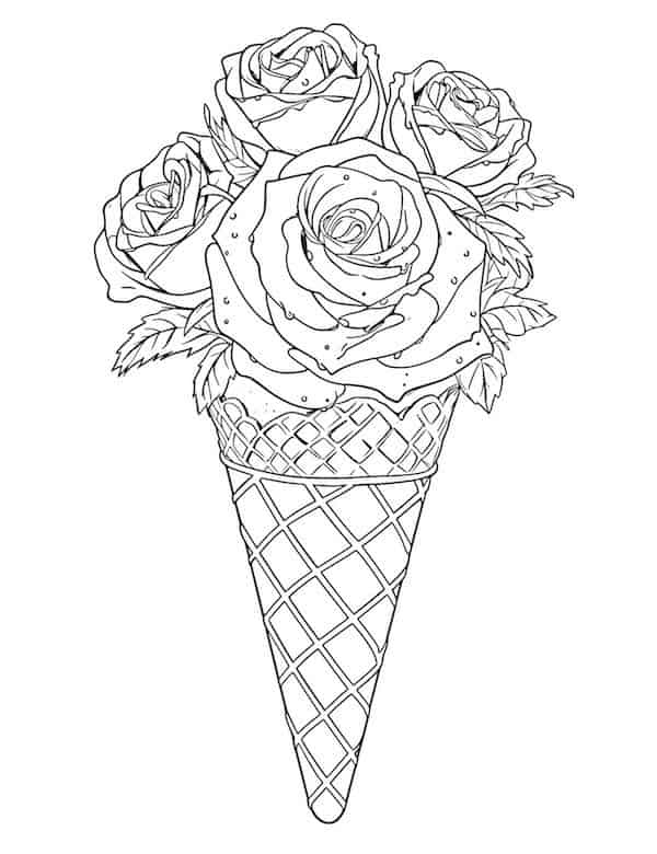 Beautiful rose coloring pages for kids and adults