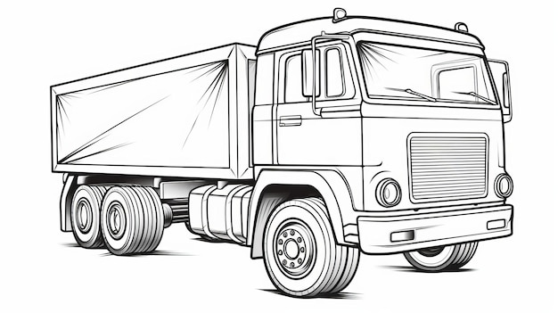 Premium ai image truck coloring page soviet realism inspired adult coloring with precisionist lines
