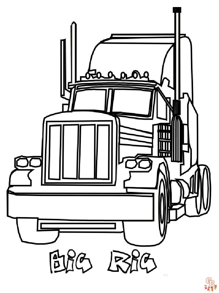 Semi truck coloring pages free printable easy to color