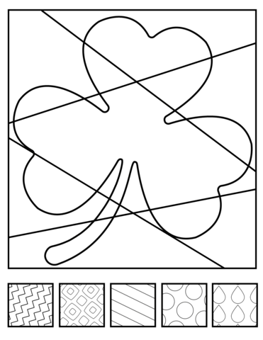 Fill shamrock with pop art patterns coloring page free printable coloring pages