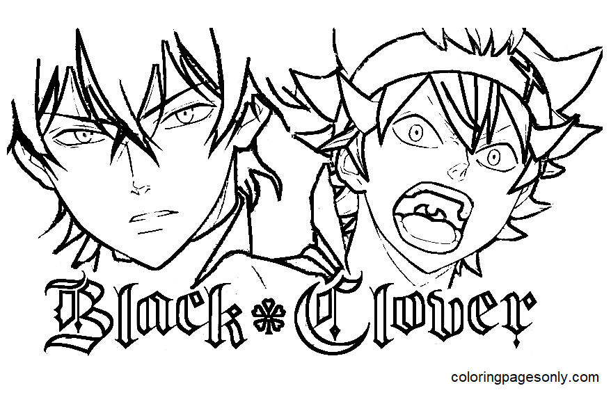 Black clover coloring pages printable for free download