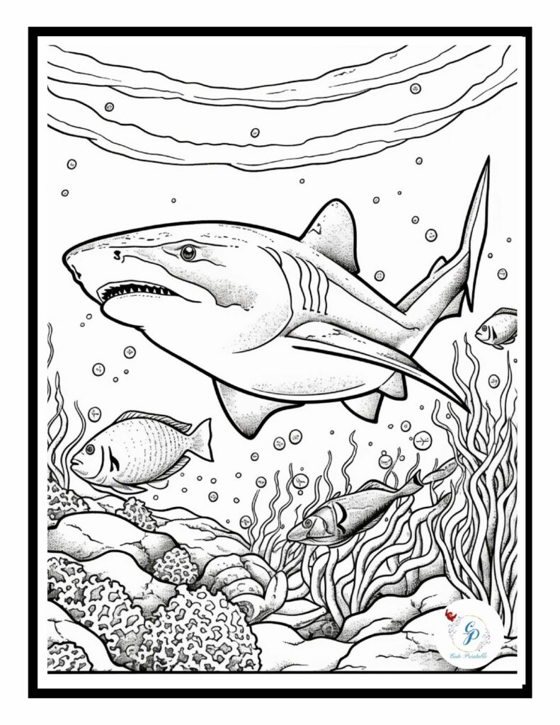 Ocean animals coloring pages for kids cute printable