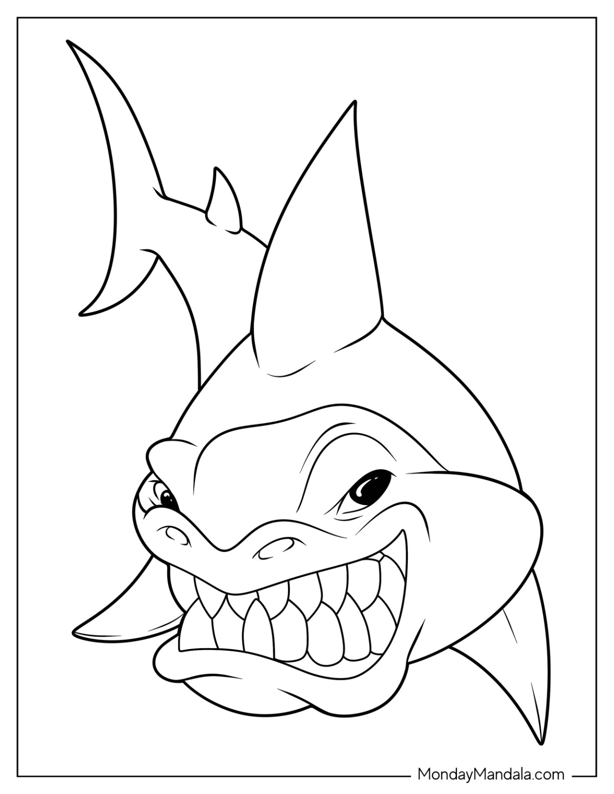 Shark coloring pages free pdf printables