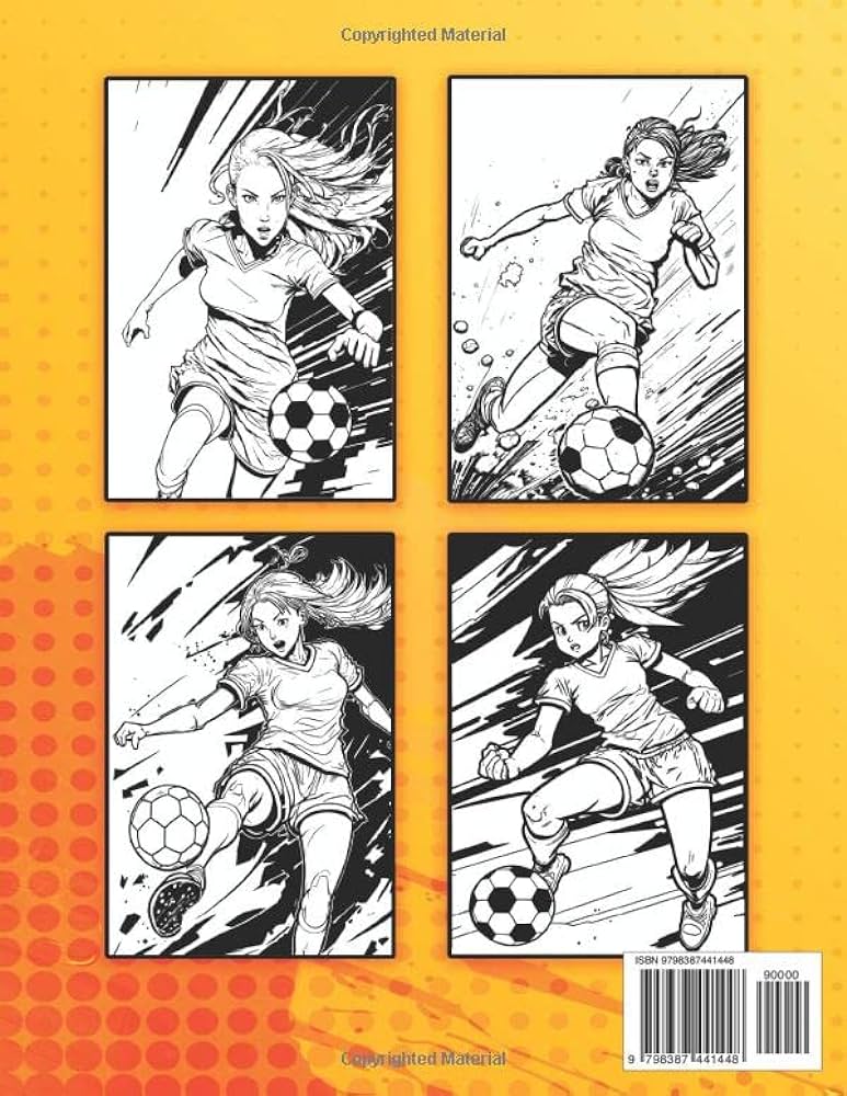 Soccer coloring book for girls realistic comic style coloring pages for womens soccer press balooly books