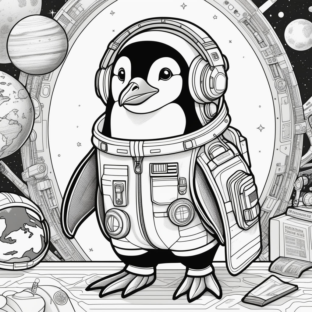 Astonaut ink lines drawing