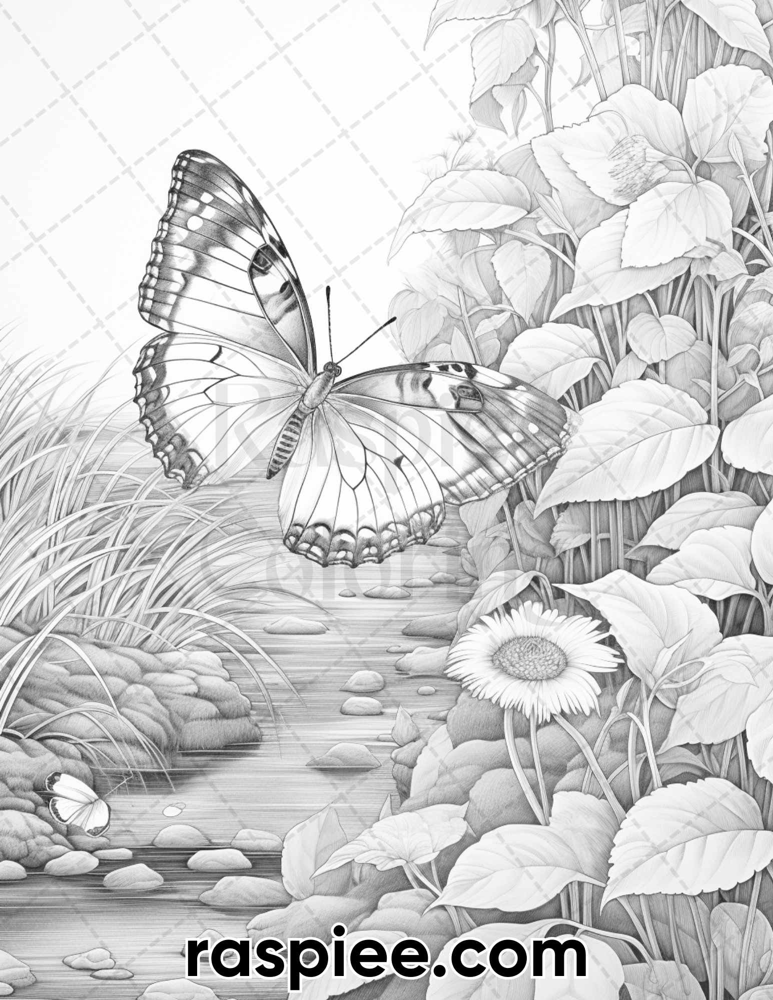 Butterfly garden grayscale adult coloring pages printable pdf inst â coloring