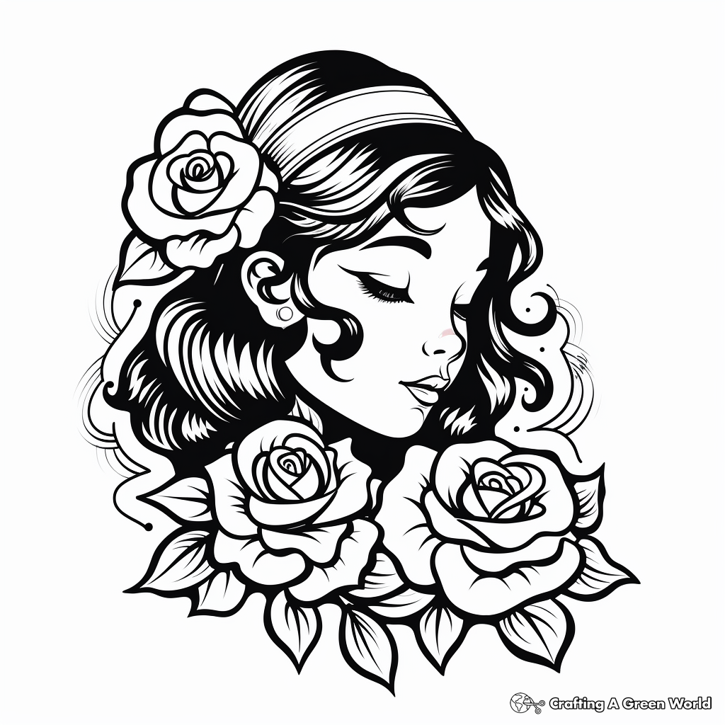 Rose tattoo coloring pages