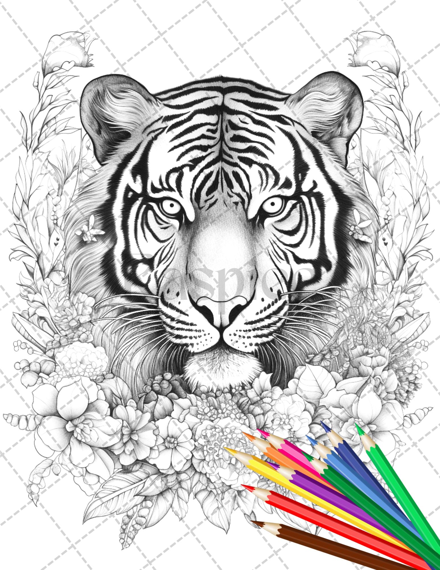 Animal floral printable coloring pages for adults grayscale colori â coloring