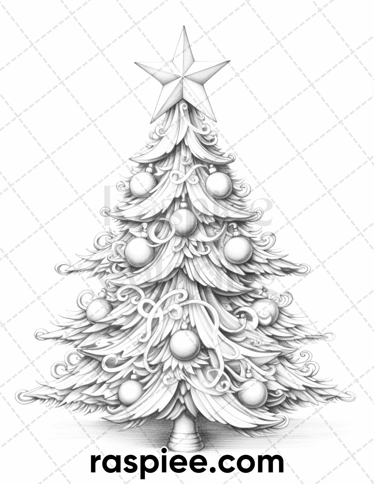 Christmas tree grayscale coloring pages for adults printable pdf i â coloring