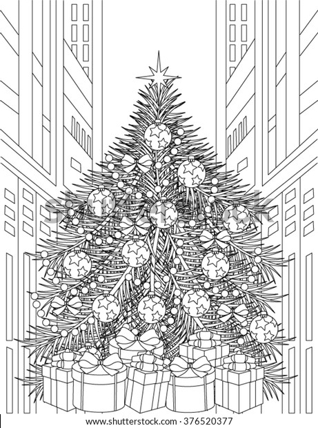 Christmas tree coloring page stock vector royalty free