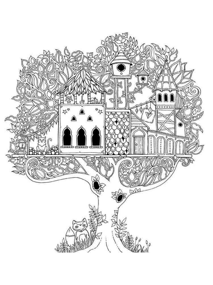 Tree coloring pages for adults