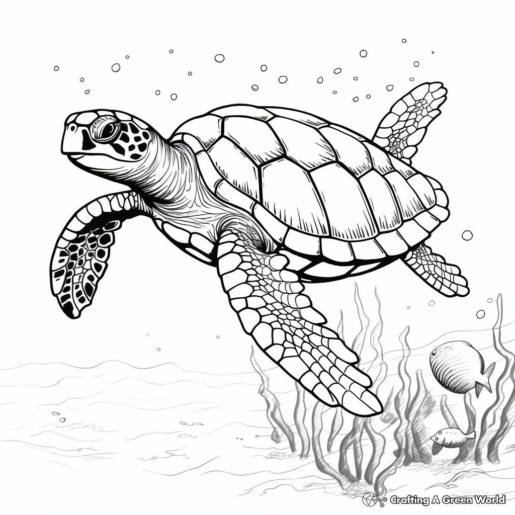 Realistic sea turtle coloring pages