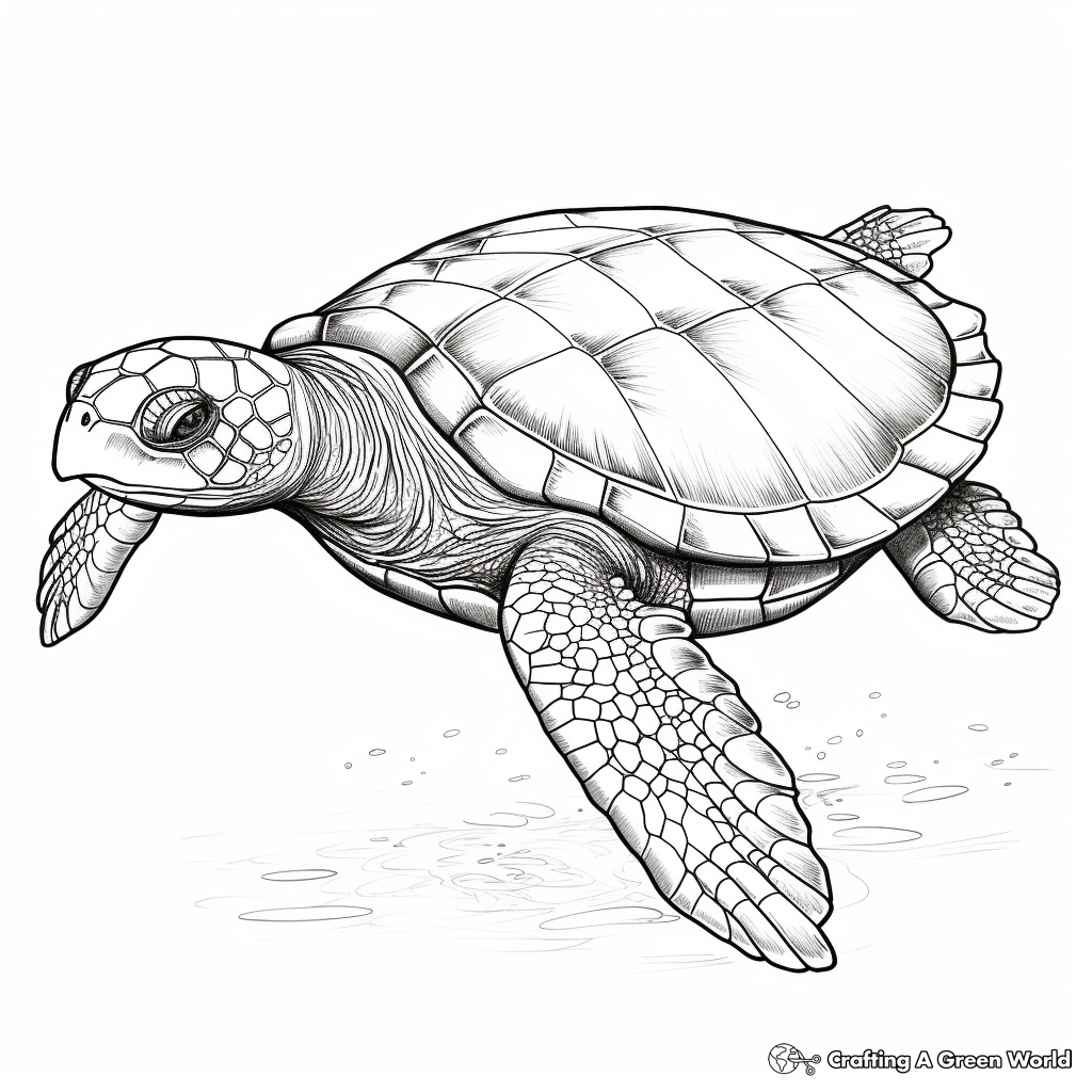 Realistic sea turtle coloring pages