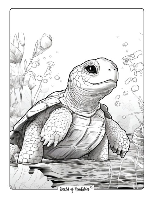 Turtle coloring pages for kids adults