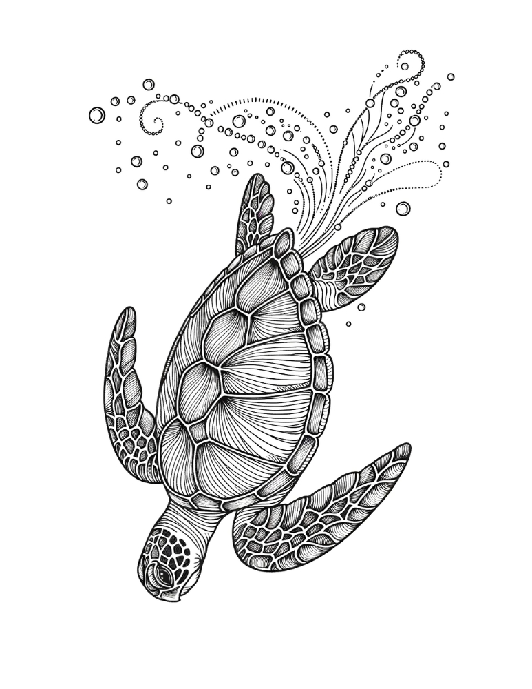 Free cute sea turtle coloring pages