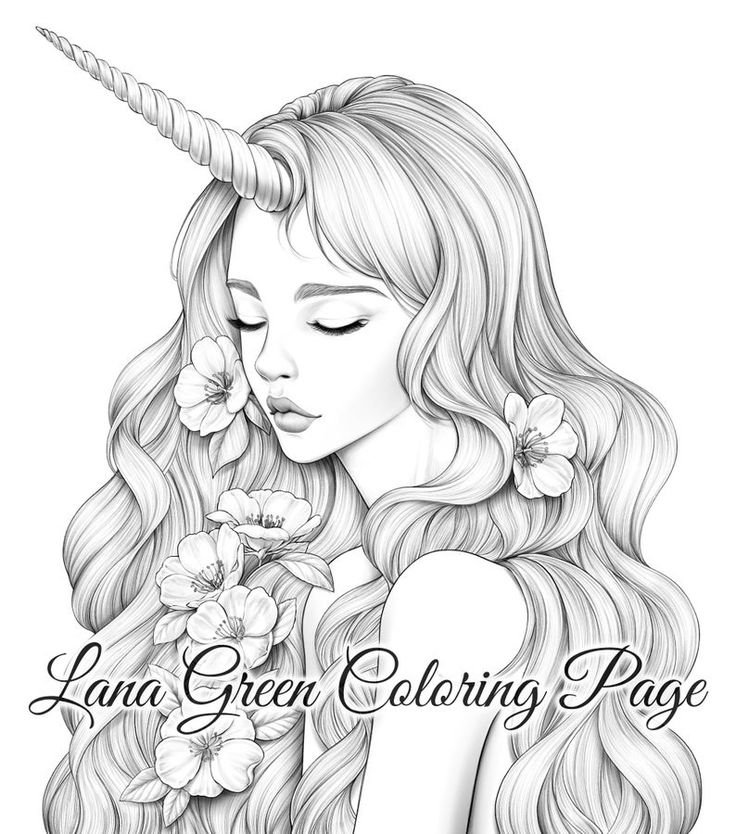 Unicorn coloring page for adults grayscale coloring page