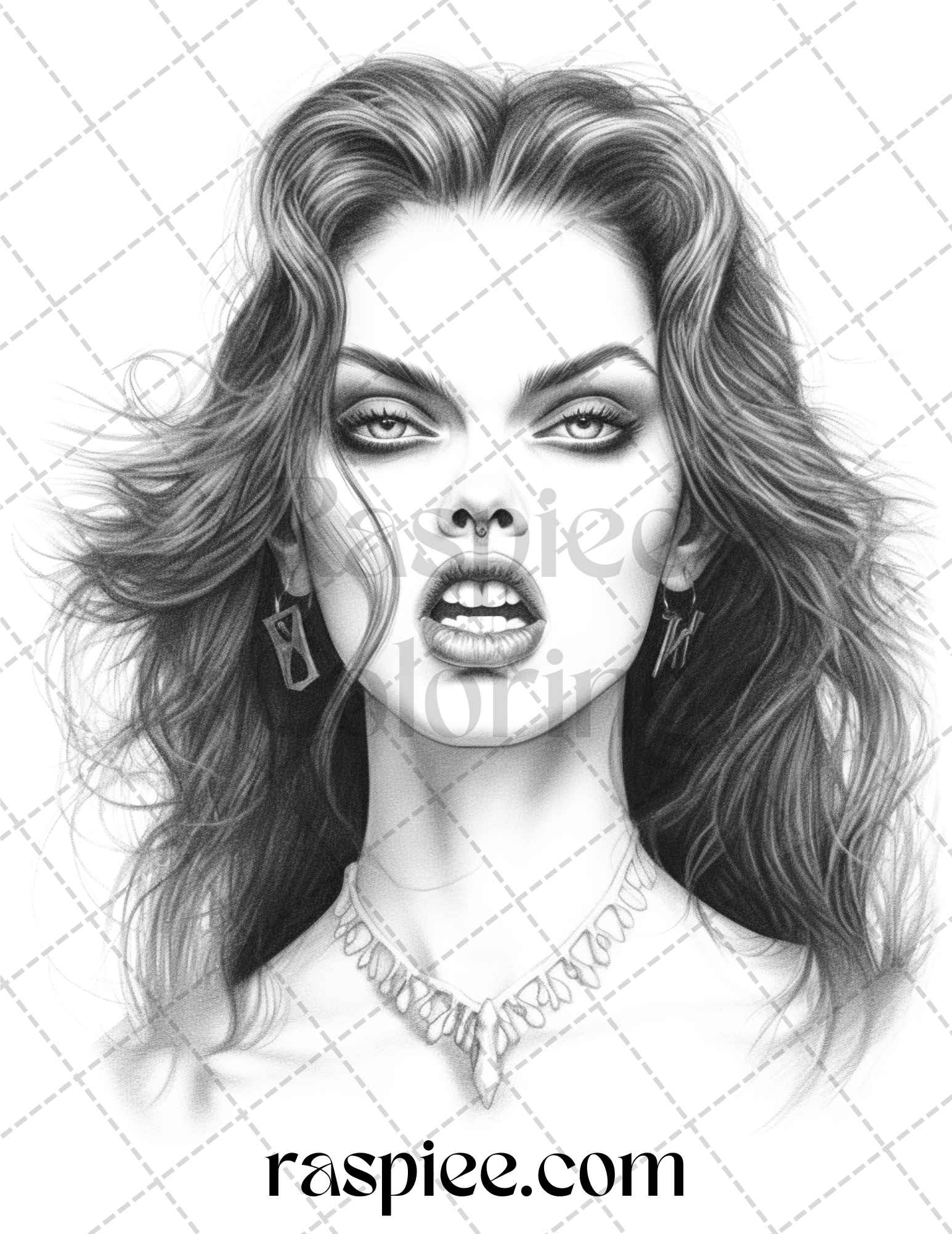 Bewitching vampires grayscale coloring pages printable for adults pdf â coloring