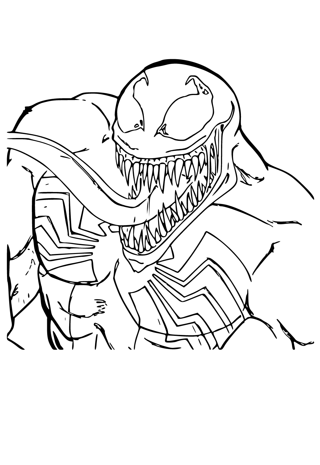 Free printable venom mouth coloring page for adults and kids