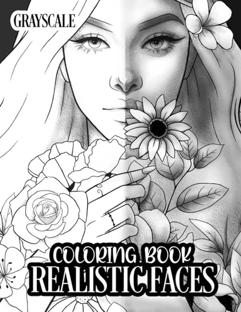 Realistic faces grayscale coloring book for women coloring book for adults men women to stress relief with illustrations great gift for mom dad have christmas birthday bros kolor books