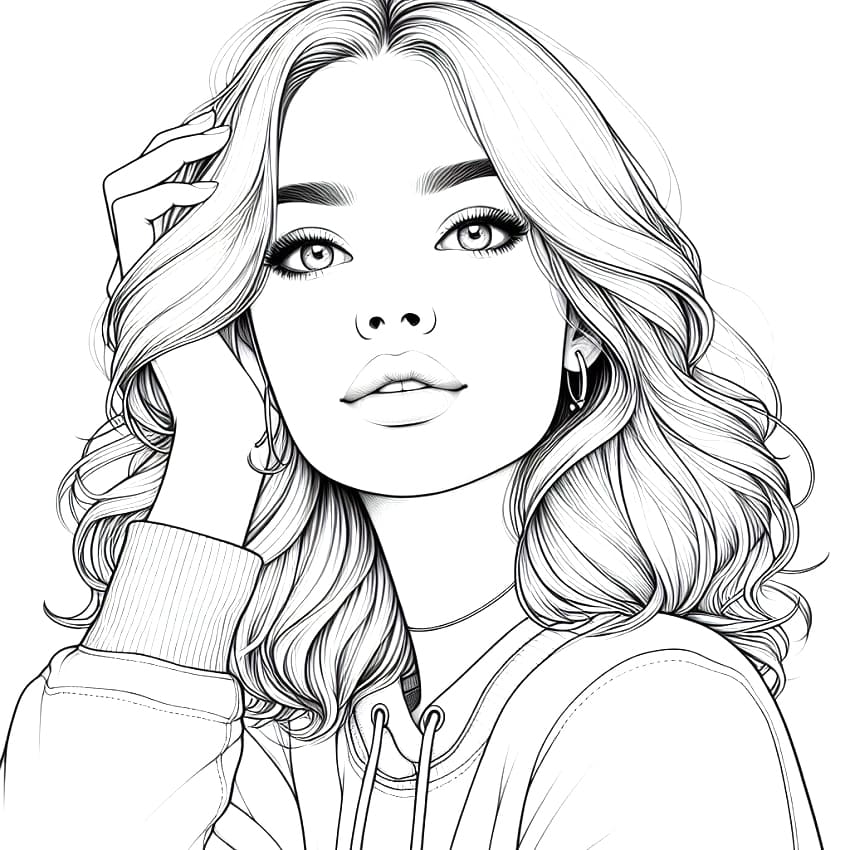 Realistic girl coloring pages