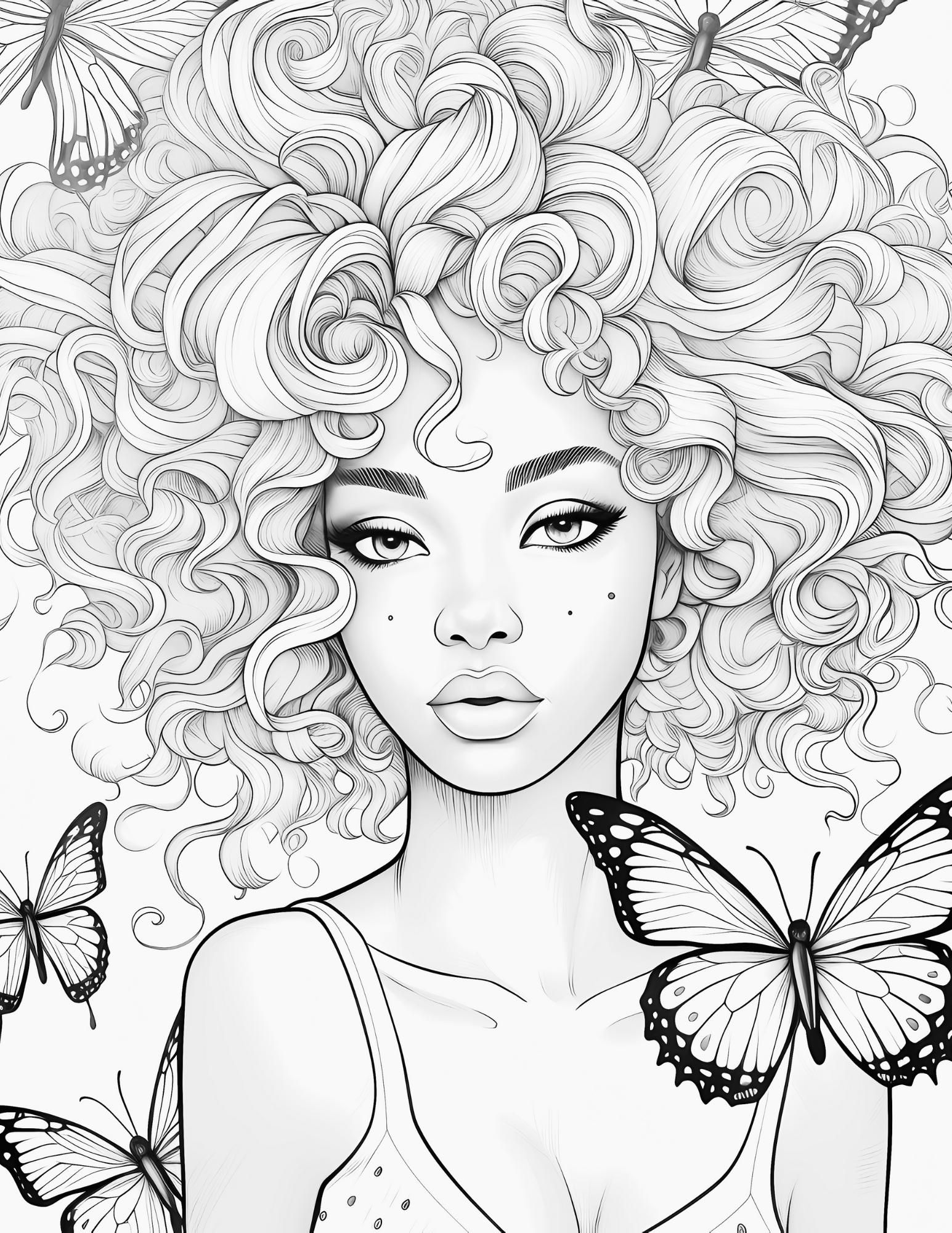 Black woman coloring pages african american coloring pages adult grayscale coloring pages instant download series