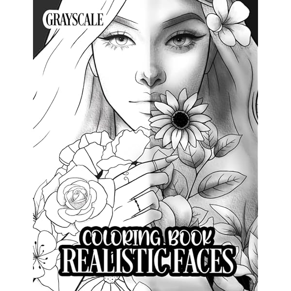 Realistic faces grayscale coloring book for women coloring book for adults men women to stress relief with illustrations great gift for mom dad have christmas birthday bros kolor books