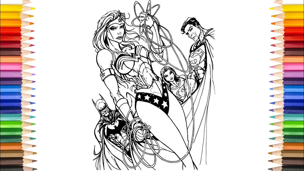 Dc justice league coloring pages wonder woman superman batman supergirl coloring pages
