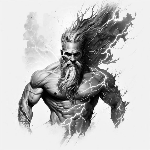 Zeus tattoo design white background png file download high resolution