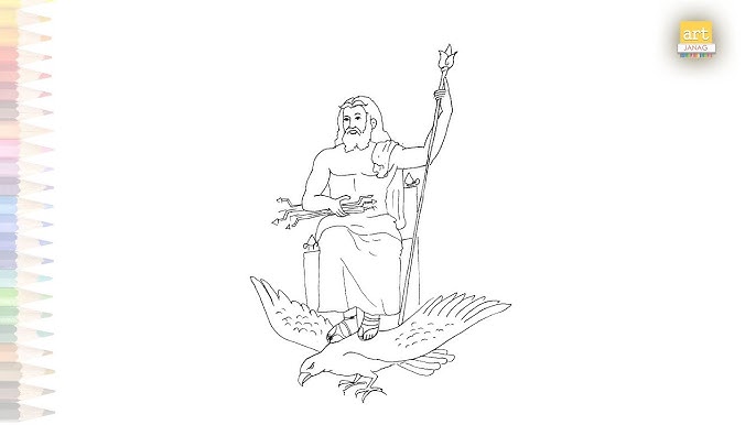 How to draw and color cartoon greek god zeus