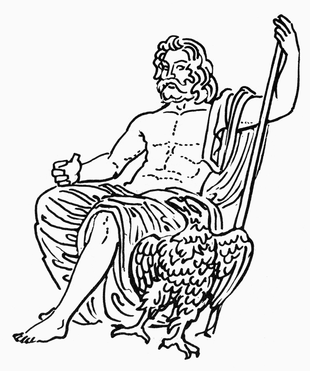 Zeusjupiter ngreek and roman supreme ruler of the gods line drawing poster print by granger collection