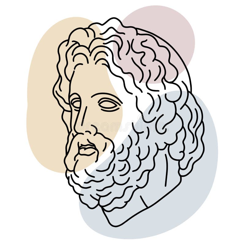 Hand drawn vector of ancient greek head of zeus stock vector