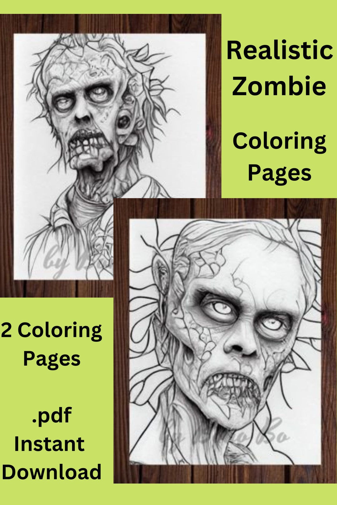 Realistic zombies coloring pages digital download to print printable zombie page zombie coloring book zombie digital zombie download