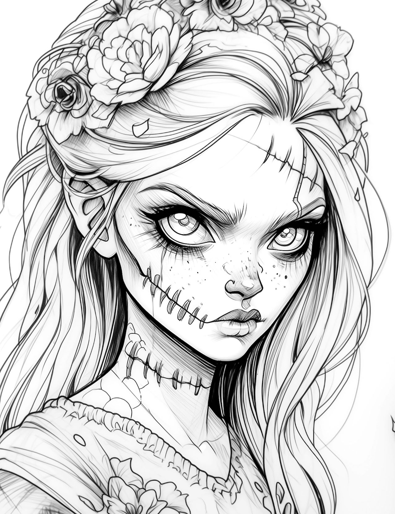 Captivating zombie coloring pages for kids and adults