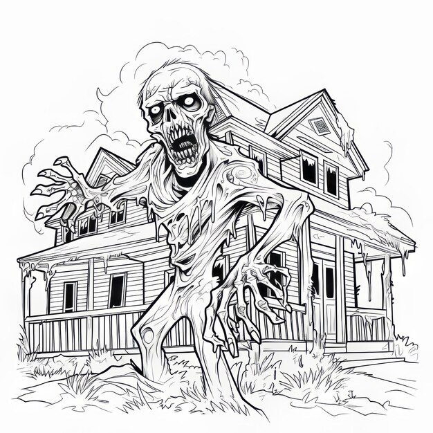 Page horror zombie child coloring pages images
