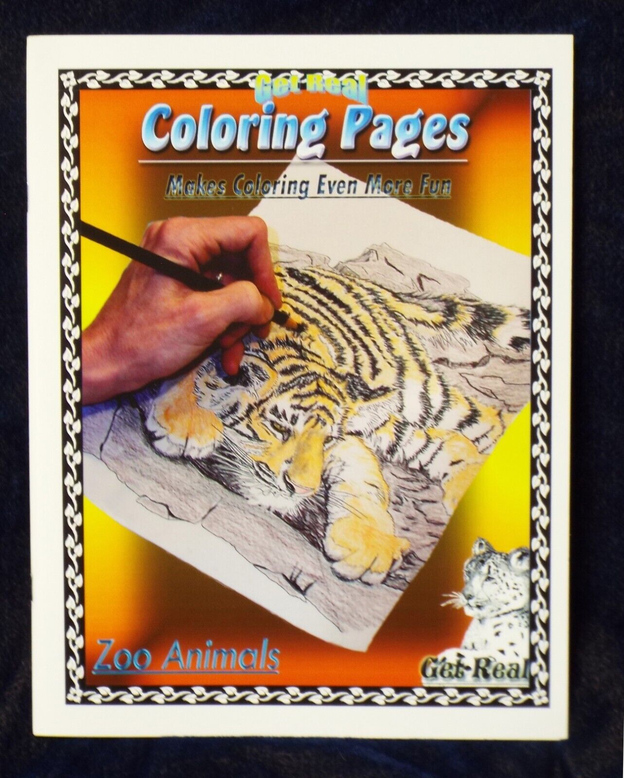 Coloring book with zoo animals realistic drawings in pen ink