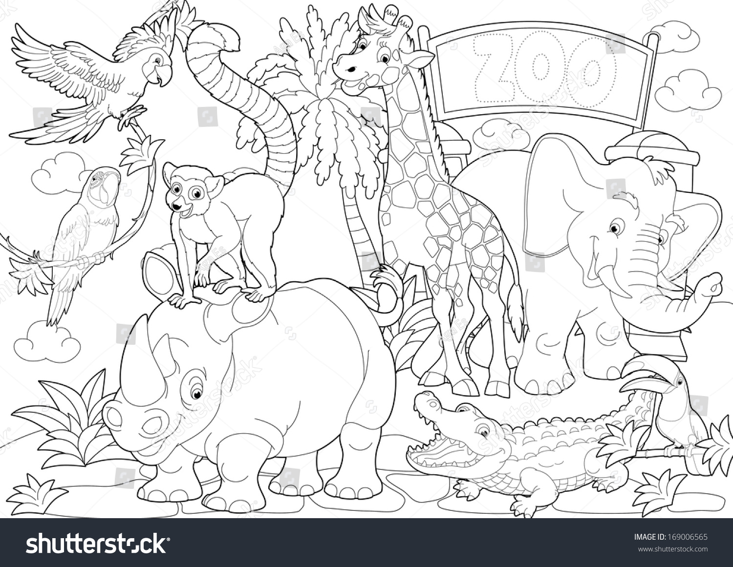 Coloring page zoo illustration children stock illustration