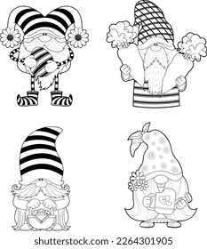 Gnome cartoon coloring book stock photos and pictures