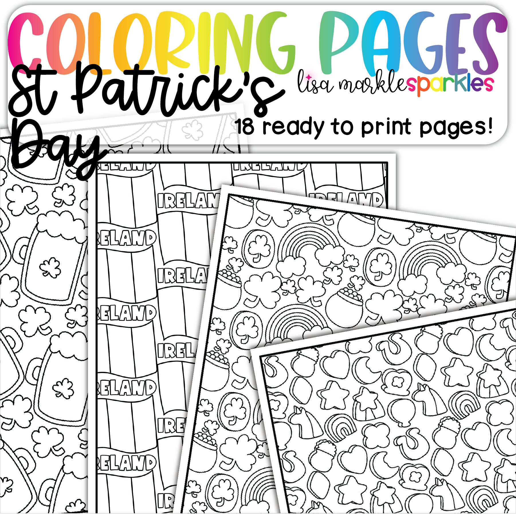 Saint patricks day coloring pages printable pdf for kids and adults
