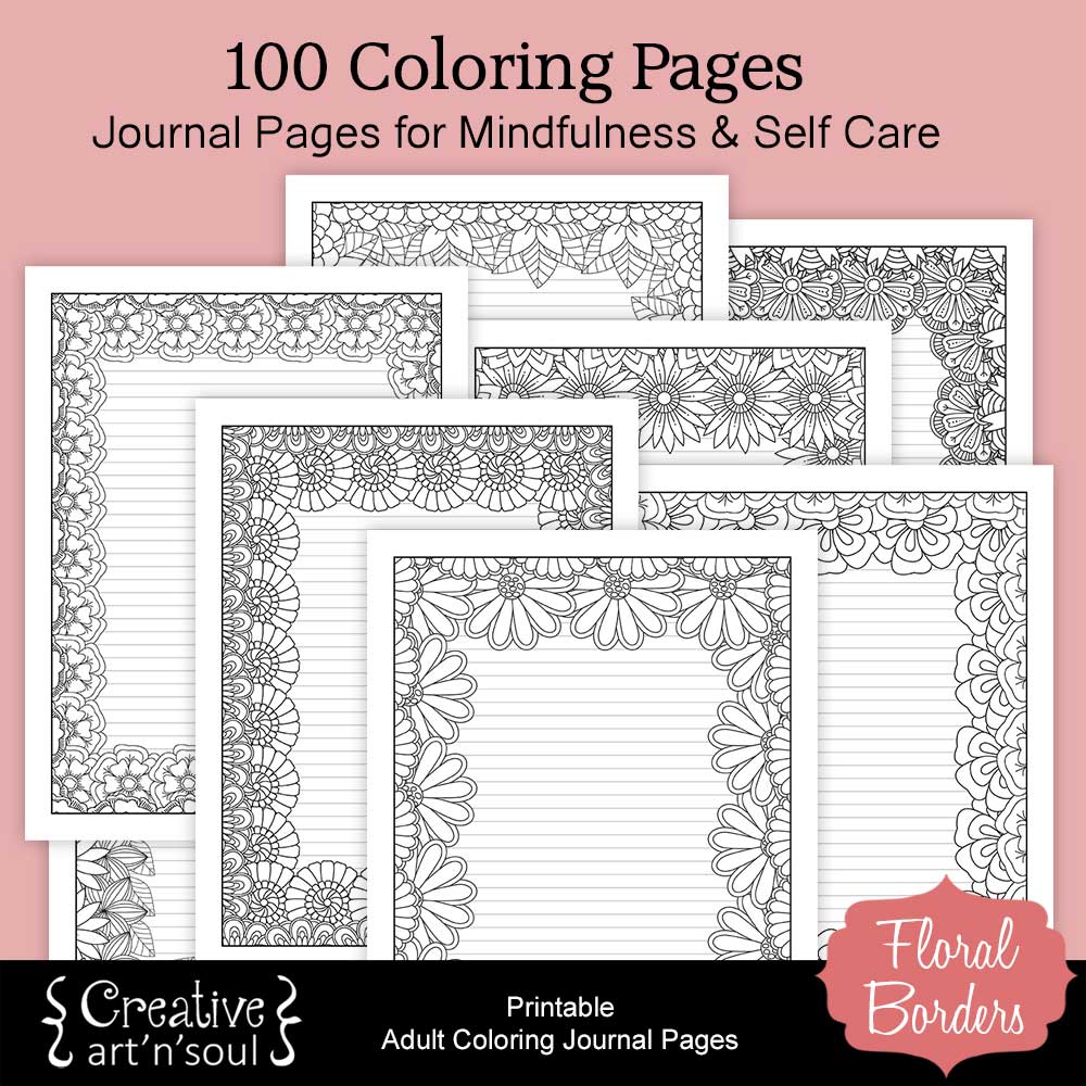 Printable coloring pages floral borders
