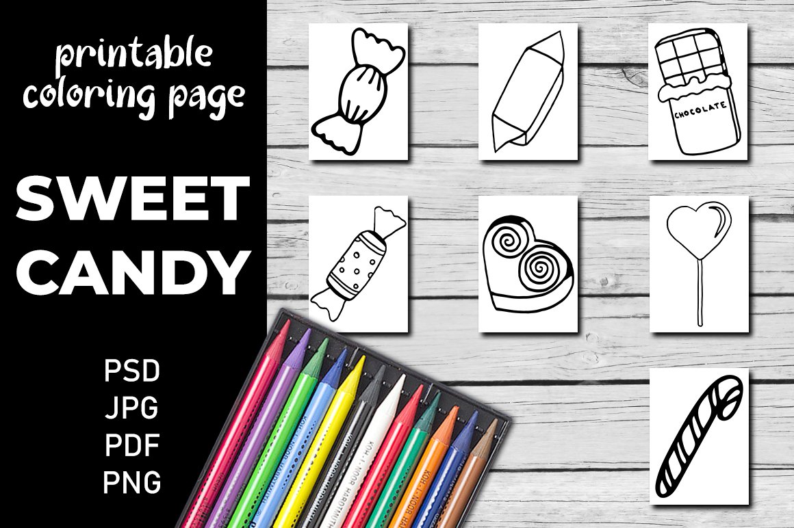 Sweets printable coloring pages for kids
