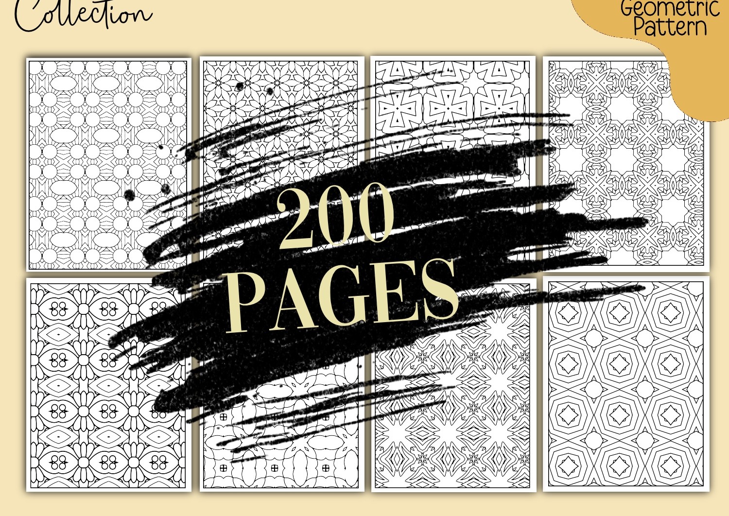 Geometric pattern coloring pages procreate printable zentangle square rectangle
